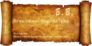 Breslauer Boglárka névjegykártya